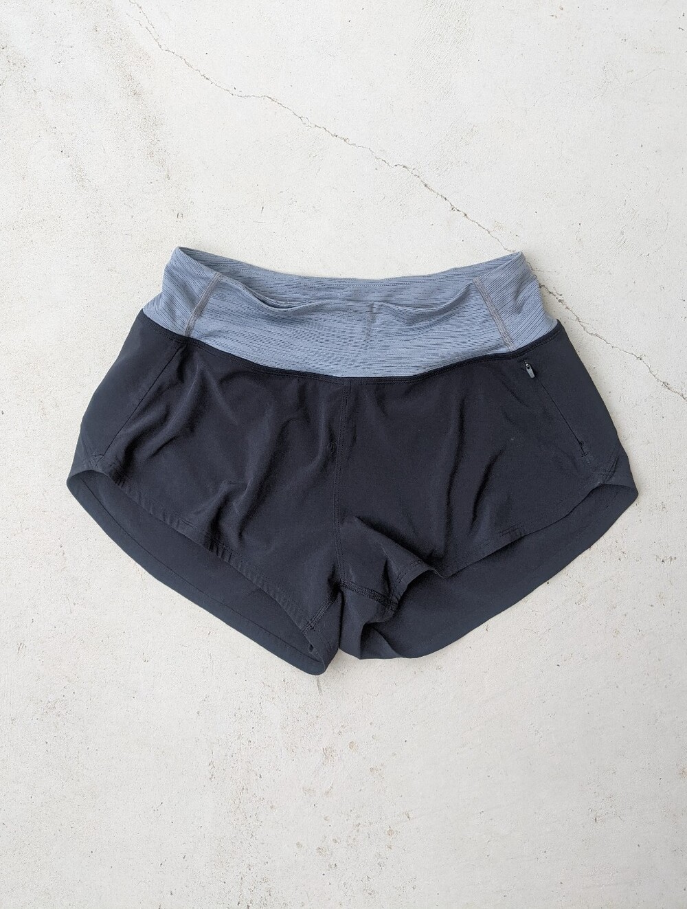 Black And Grey Heathered Mini Running Shorts